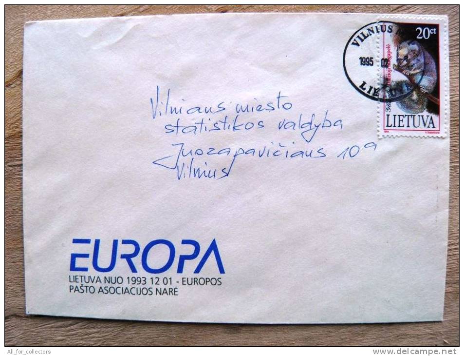 Postal Used Cover Sent In Lithuania, Animals, Glis, Europa Cover - Lithuania