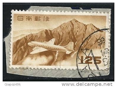 ● JAPAN 1952 / 62 - Aereo - Montagne - N.° 31 Usato Su Frammento - Cat. ? € - Lotto N. 13 - Poste Aérienne