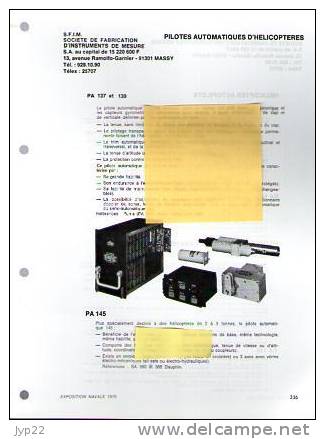 Fiche Marine Nationale Pilotes Automatiques D' Hélicoptère PA 137 , 139 & 145 - SFIM Massy - Equipment