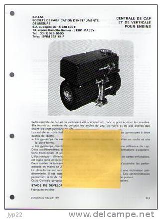 Fiche Marine Nationale Centrale De Cap & De Verticale Pour Engins- Missile - SFIM Massy - Equipement