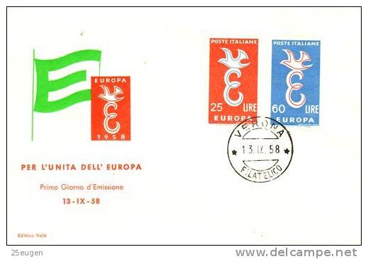 ITALY 1958 EUROPA CEPT FDC / Verona / - 1958