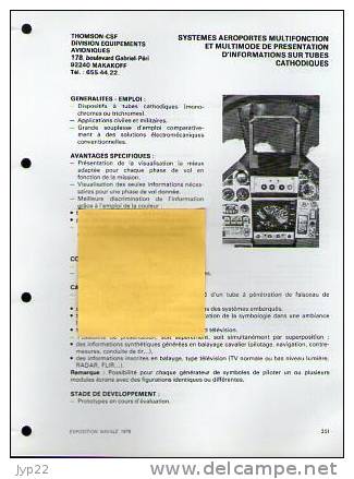 Fiche Marine Nationale Système Aéroporté Multifonction - Thomson CSF Malakoff - Equipment