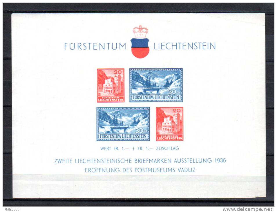 Musée Postal De Vaduz, Bendern, Vallée De La Samina Et L’alpe De La Valüna, Bf 2** (plié), Cote 60 €, - Blocs & Feuillets