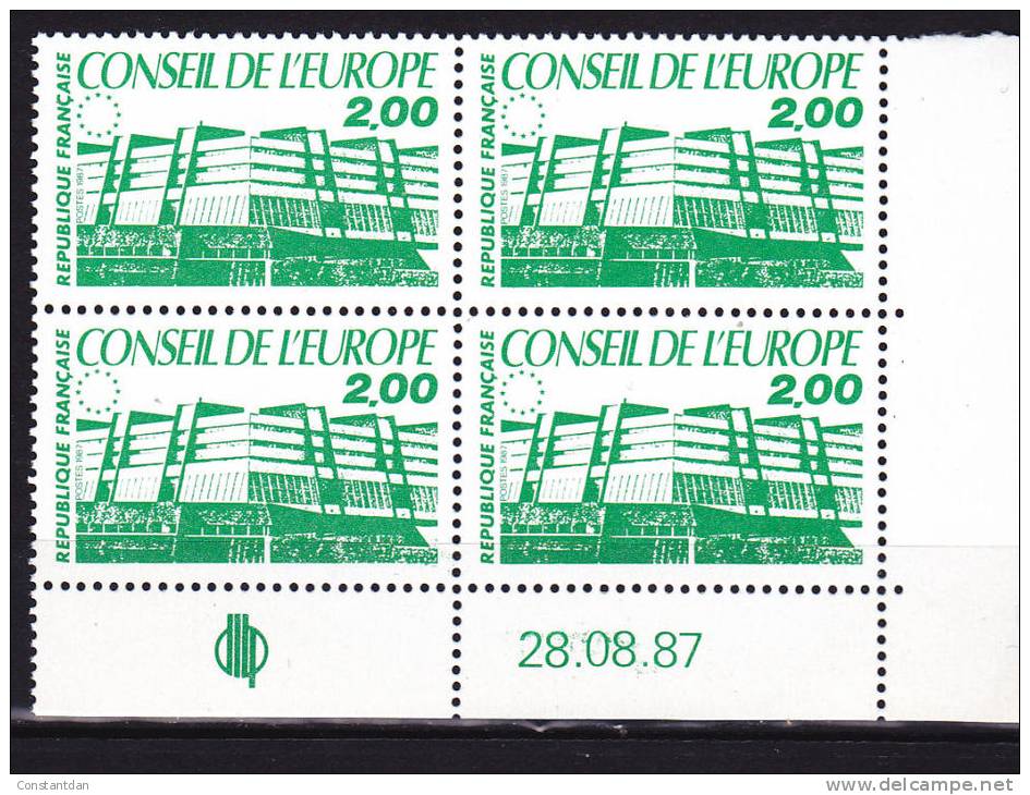 FRANCE SERVICE CONSEIL DE L´EUROPE N°96 2F VERT BATIMENT DU CONSEIL COIN DATE DU 28.08.1987** ** - 1980-1989