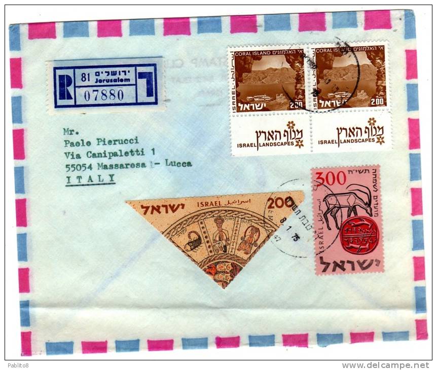 ISRAELE  8 - 1 - 1975 REGISTERED LETTER TO ITALY - LETTERA RACCOMANDATA - Cartas & Documentos