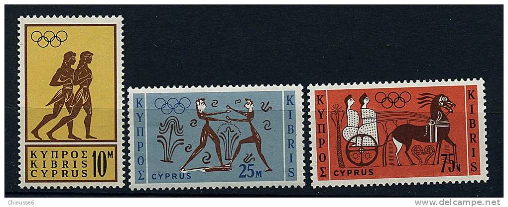 Chypre** N° 229 à 231 - J.O. De Tokyo (marcheurs, Boxeurs, Char) - Unused Stamps