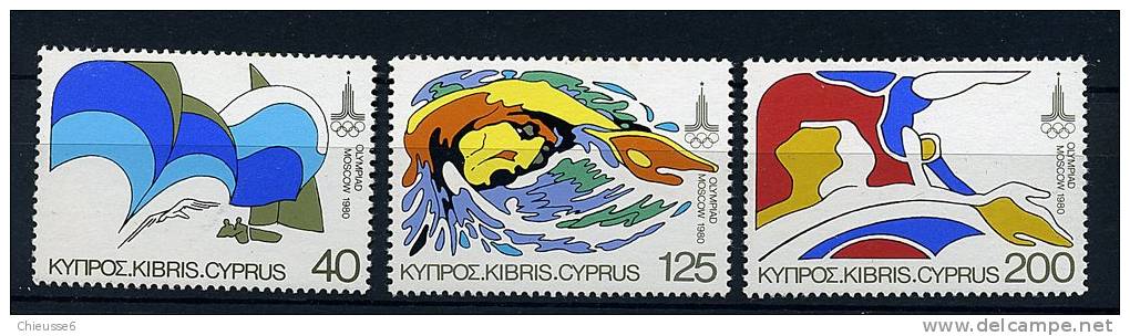 Chypre ** N° 517 à 519 - J.O. De Moscou (voiliers, Natation, Gym.) - Unused Stamps