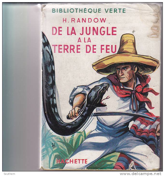 Bibliothéque Verte  Cartonné Jaquette 1954 H.Randw "De La Jungle à La Terre De Feu " ++BE++ - Biblioteca Verde