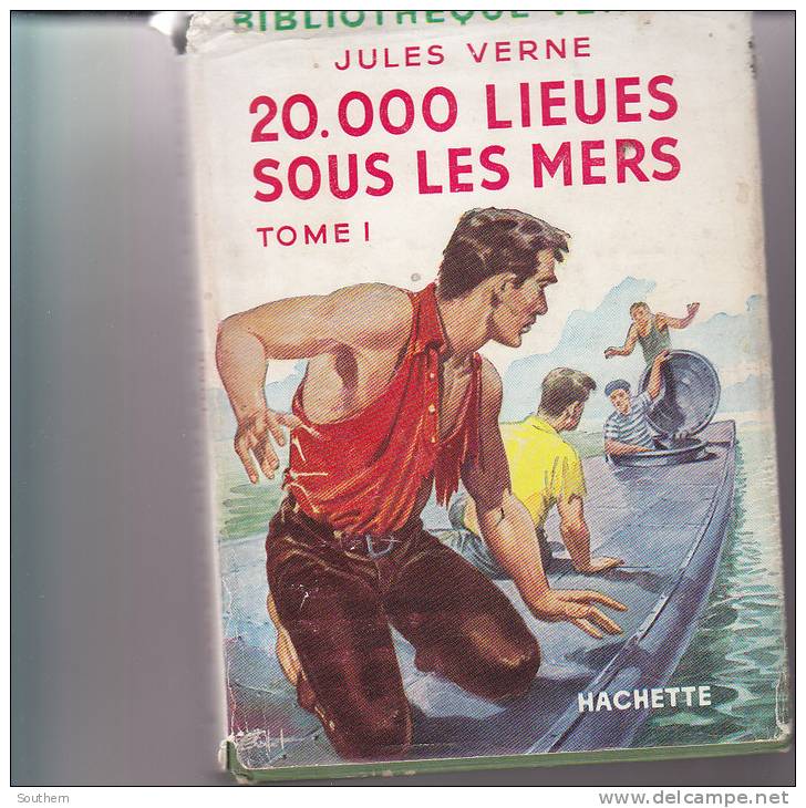 Bibliothéque Verte  Cartonné Jaquette 1956 Jules Verne " 20.000 Lieues Sous Les Mers " TI                S Mers " - Biblioteca Verde