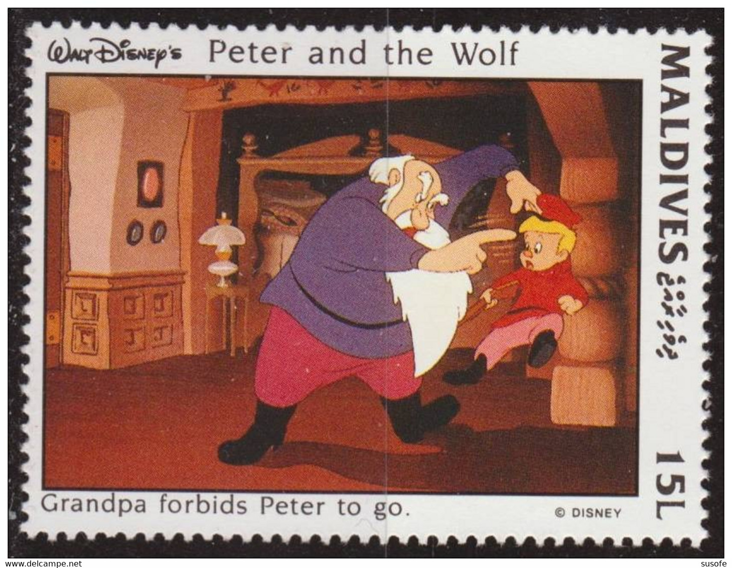 Maldivas 1993 Scott 1920 Sello ** Walt Disney Escenas De Peter And The Wolf Grandpa Michel 2059 Maldives Stamps Timbre - Disney