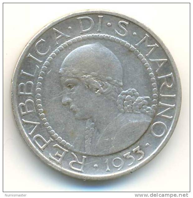 SAN MARINO , 5 LIRE 1933 R - Saint-Marin