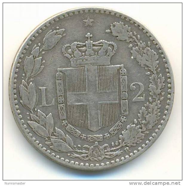 ITALY , 2 LIRE 1887 R - 1878-1900 : Umberto I