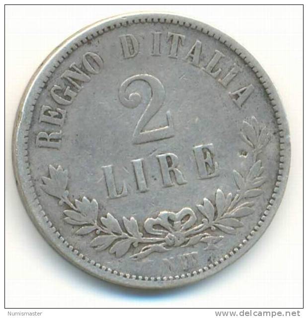 ITALY , 2 LIRE 1863 N , VALORE - 1861-1878 : Victor Emmanuel II