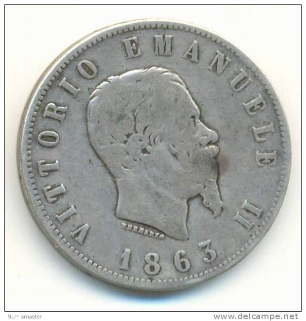 ITALY , 2 LIRE 1863 N , VALORE - 1861-1878 : Vittoro Emanuele II