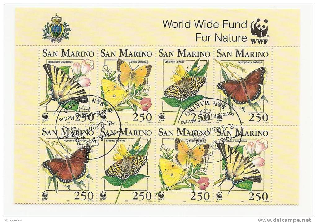 San Marino - Due Serie Complete Usate: Farfalle Protette Dal WWF - 1993 - Papillons