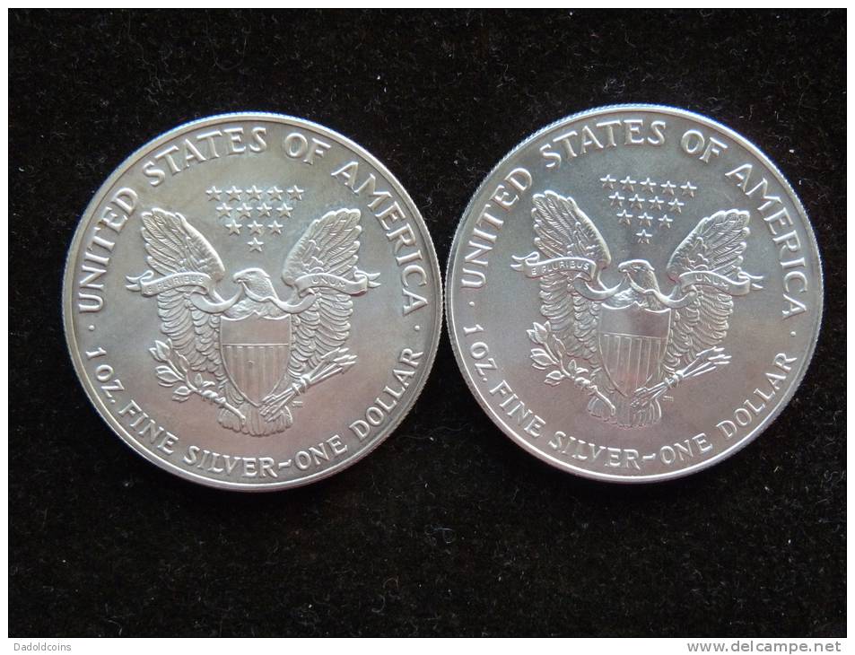 Estados Unidos United States- 2x 1 Dollar 1 Oz Troy Silver Plata Argent 0,999 Liberty 1992-93 Uncirculated - 1979-1999: Anthony