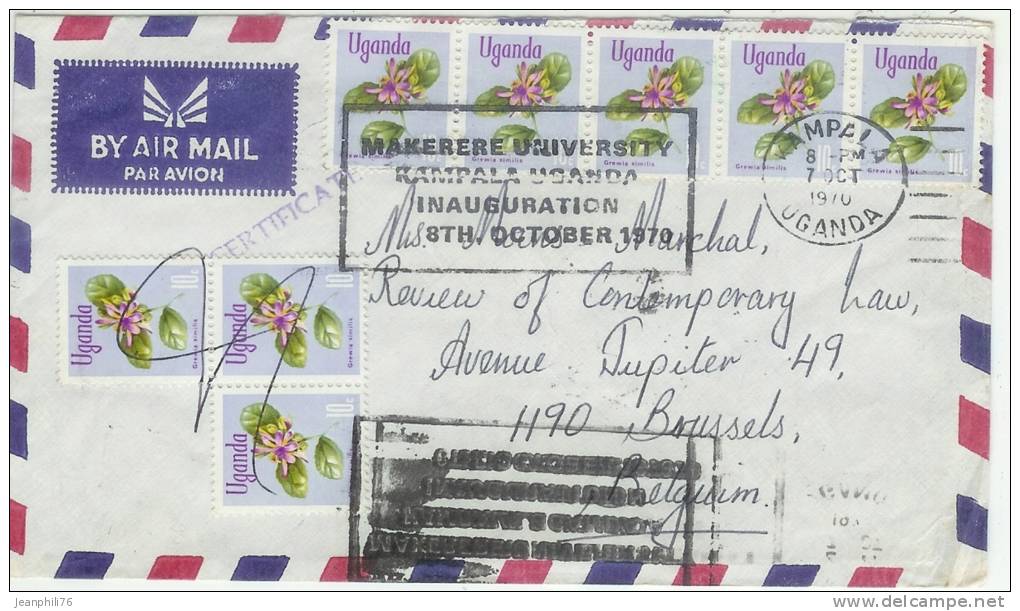 Enveloppe Affranchie Timbre 83x15 Flamme"Makerere University Kampala Uganda Inauguration 8.october 1970" - Ouganda (1962-...)