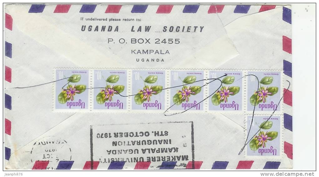 Enveloppe Affranchie Timbre 83x15 Flamme"Makerere University Kampala Uganda Inauguration 8.october 1970" - Ouganda (1962-...)