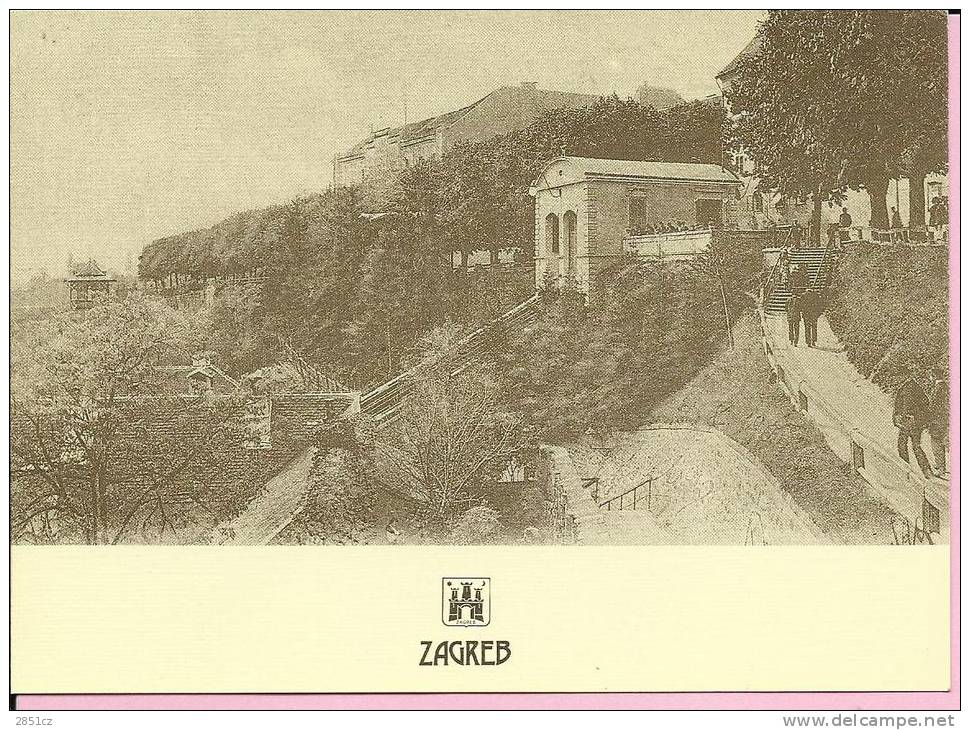 POSTCARD OF OLD ZAGREB - REPRODUCTIONS - STATION OF FANICULAR RAILWAY (original From 1903.) Croatia - Seilbahnen