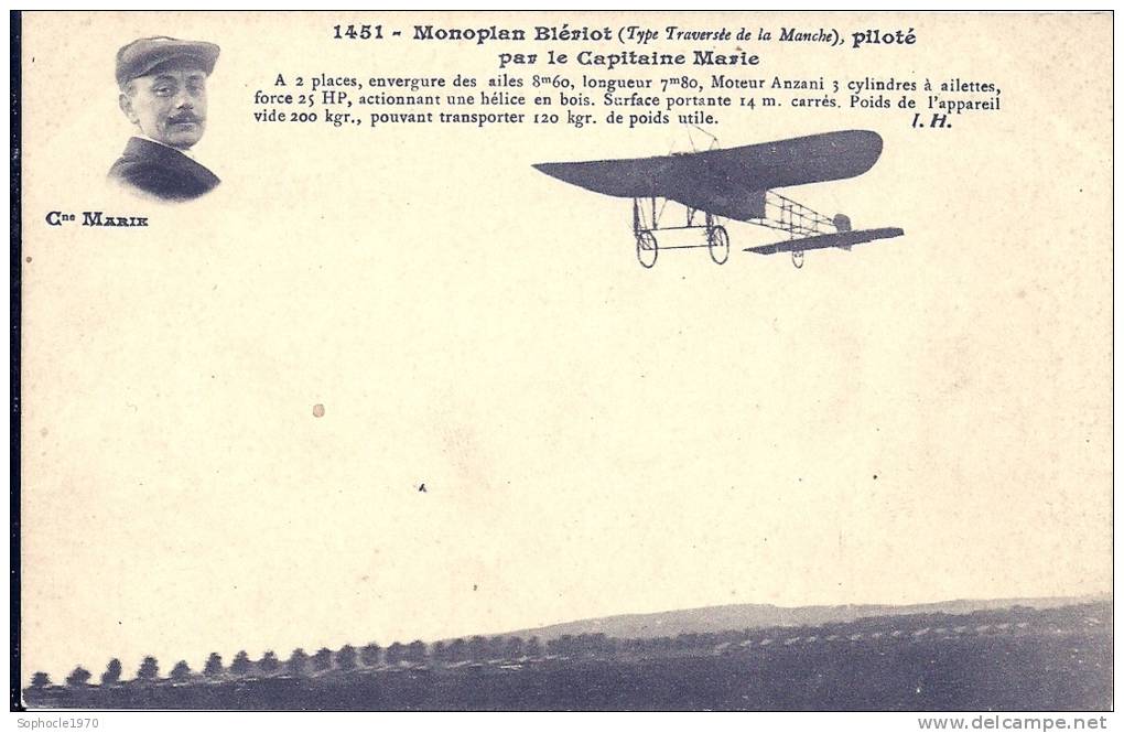 CONQUETE DE L'AIR - AVIATION - MONOPLAN BLERIOT CAPITAINE MARIESAULT VAUCLUSE 1870 - GARD 1938 - Aviatori