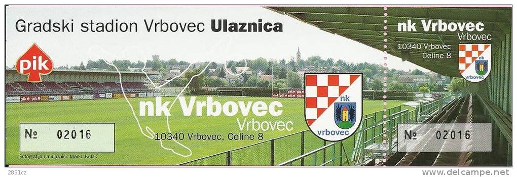 TICKET FOR STADIUM OF SOCCER CLUB VRBOVEC, No 02016, Vrbovec, Croatia - Tickets & Toegangskaarten