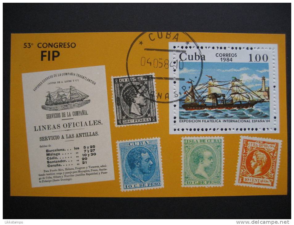 CUBA  1984   "ESPANA '84"  INTERNATIONAL  STAMP  EXHIBITION    MINIATURE  SHEET - Other & Unclassified