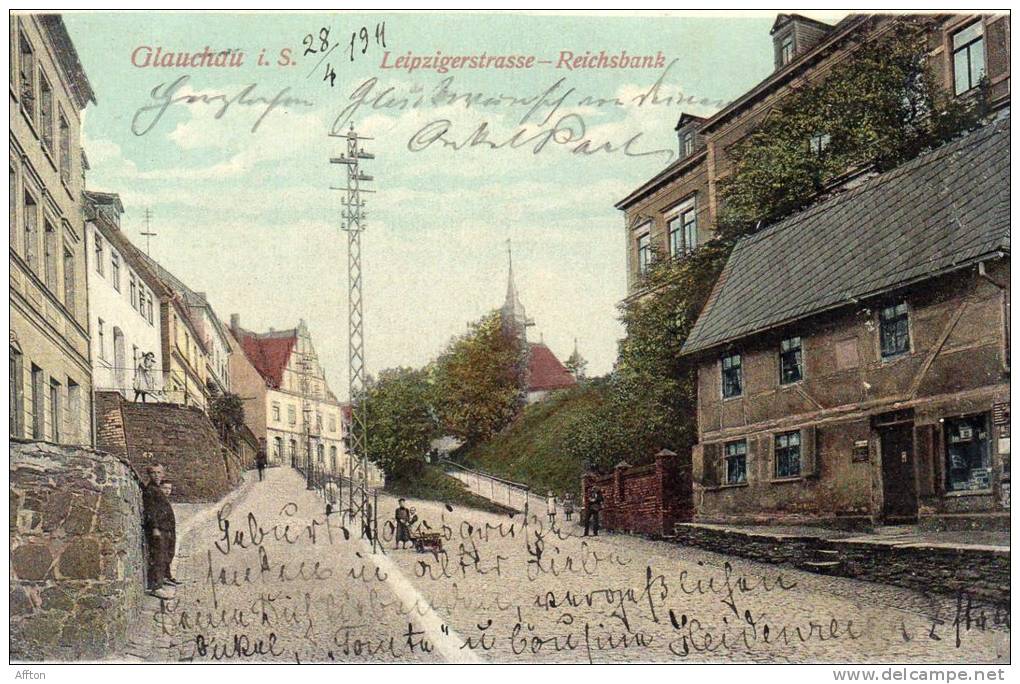 Glauchau Leipzigerstrasse Reichsbank 1905 - Glauchau