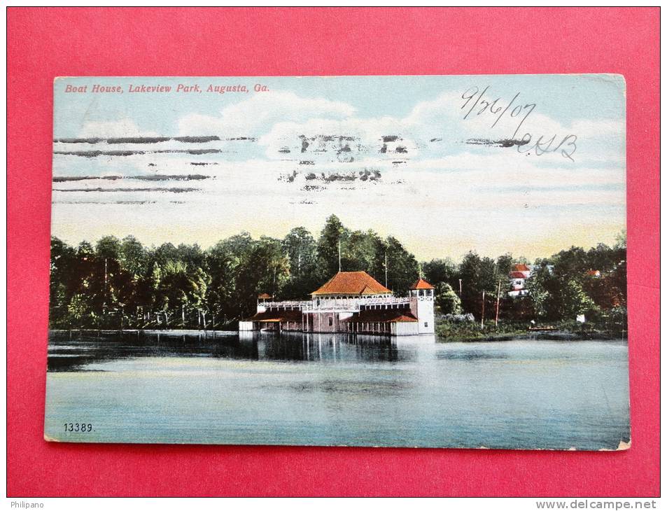 Georgia > Augusta  -Boat House Lakeview Park   1907 Cancel- -   -  ---  -- - Ref 513 - Augusta