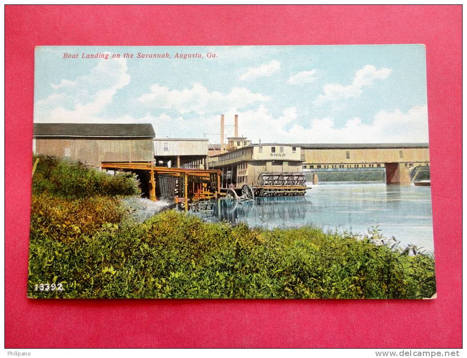 Georgia > Augusta  -Boat Landing On The Savannah Ca 1910- -   -  ---  -- - Ref 513 - Augusta