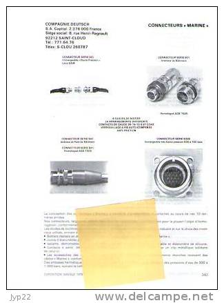 Fiche Marine Nationale Connecteur Marine - Compagnie Deutsch Saint Cloud - Equipment