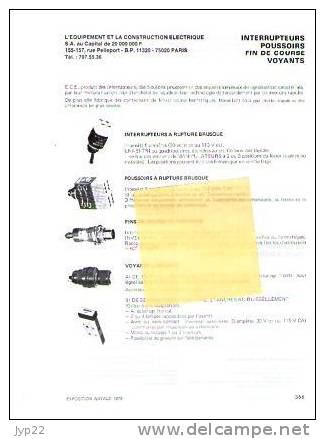 Fiche Marine Nationale Interrupteur Poussoir Fin De Course Voyant - E.C.E. Paris - Equipement