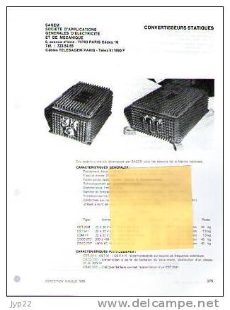 Fiche Marine Nationale Convertisseur Statique Pour La Marine - SAGEM Paris - Equipement