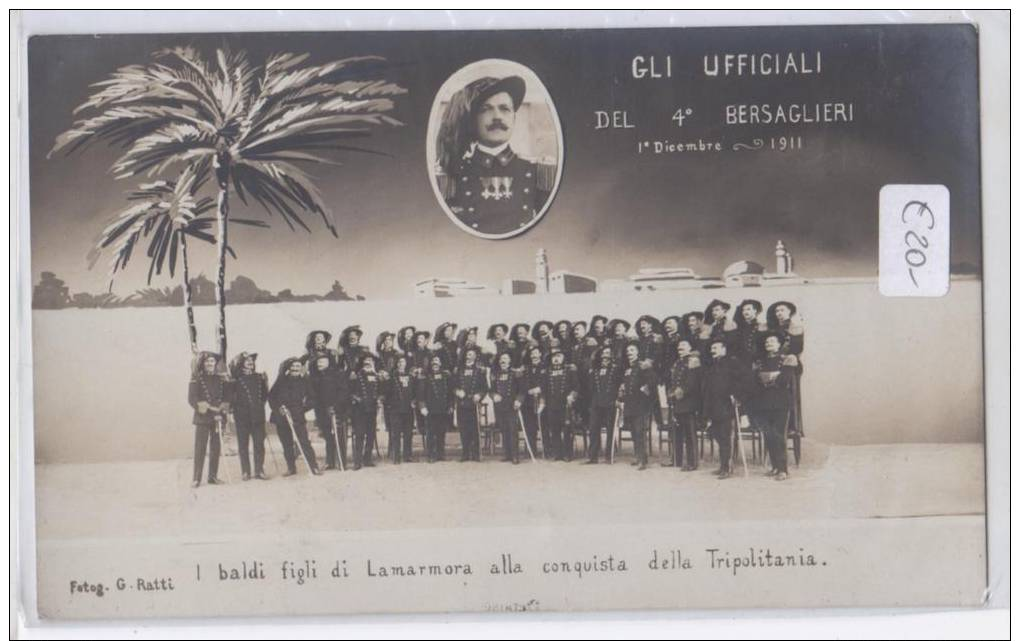 Cartolina Militare Viaggiata . Gli Ufficiali Del 4° Bersaglieri - Guerra 1914-18