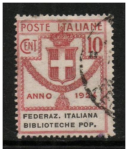 ITALIA REGNO 1924 ENTI PARASTATALI 10 CENT. FED BIBL. POPO.  N° 34 (r. 6578) - Franchigia