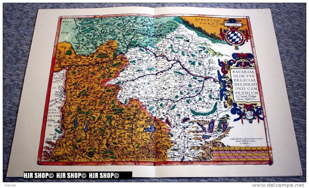 Bayern Um 1600, Alter Lichtdruck Um 1920 Choloriert - Landkarten