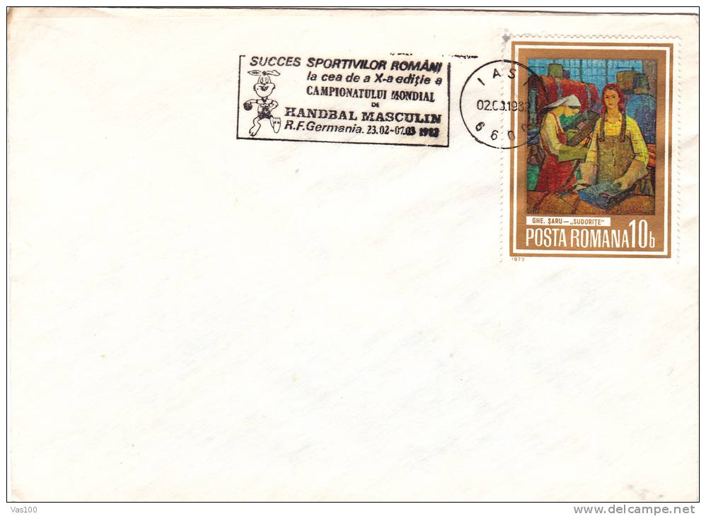 MENS WOLRLD HANDBALL CHAMPIONSHIP, 1982, METER MARK ON COVER, ROMANIA - Balonmano