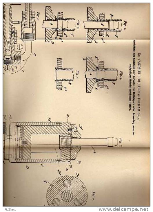 Original Patentschrift - Dr. Burton In Fulham , 1900 , Apparat Zum Ausdehnen Und Aufweiten !!! - Tools