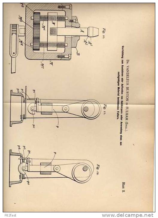 Original Patentschrift - Dr. Burton In Fulham , 1900 , Apparat Zum Ausdehnen Und Aufweiten !!! - Tools