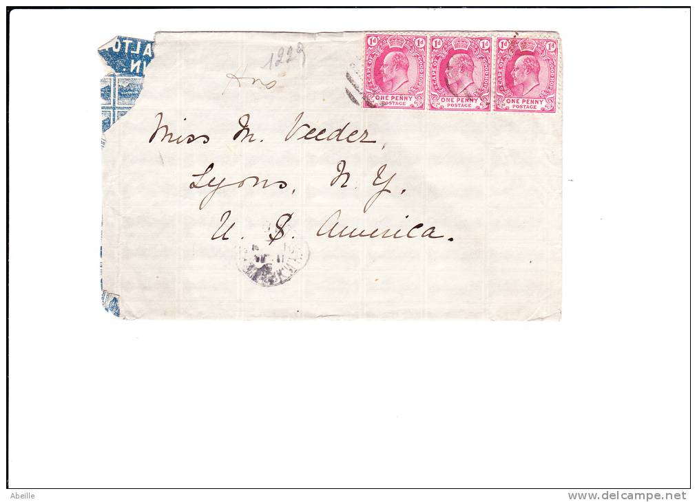 A1229   LETTRE POUIR USA - Kaap De Goede Hoop (1853-1904)