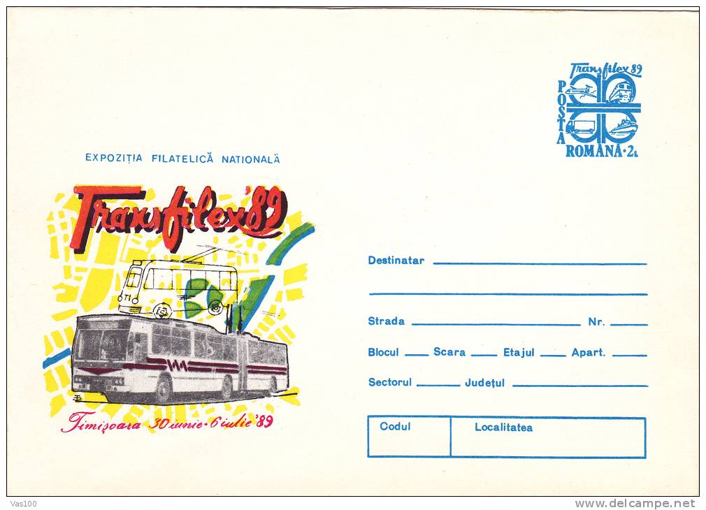 BUS, 1989, COVER STATIONERY, ENTIER POSTAL, UNUSED, ROMANIA - Busses