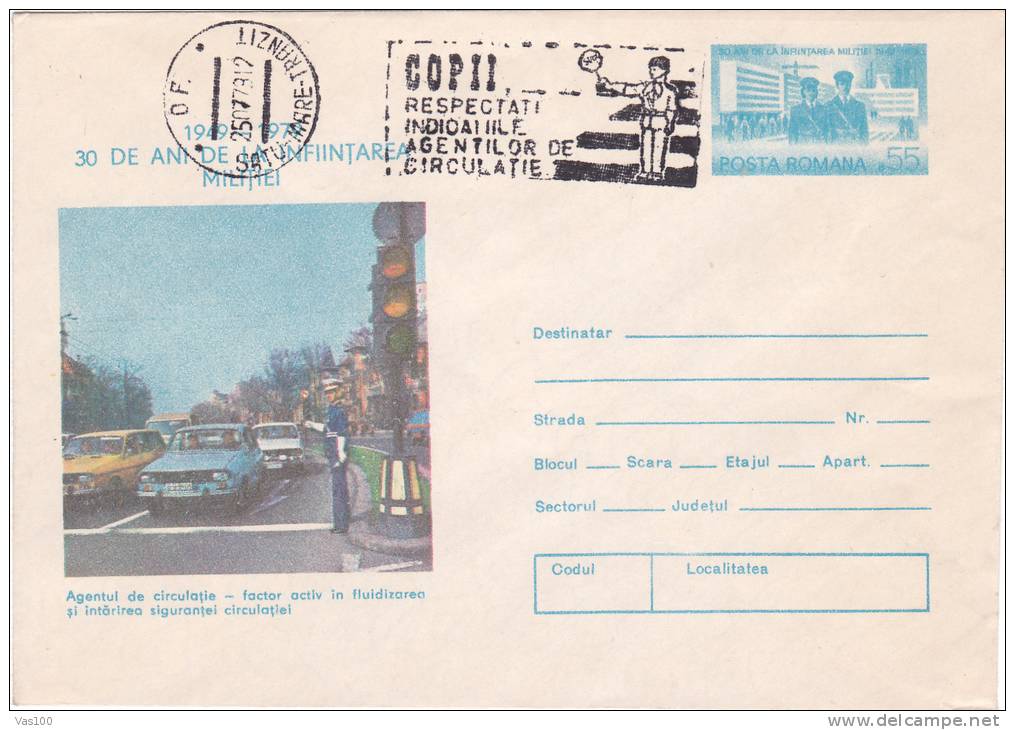 TRAFFIC POLICE, 1979, COVER STATIONERY, ENTIER POSTAL, OBLITERATION CONCORDANTE, ROMANIA - Police - Gendarmerie