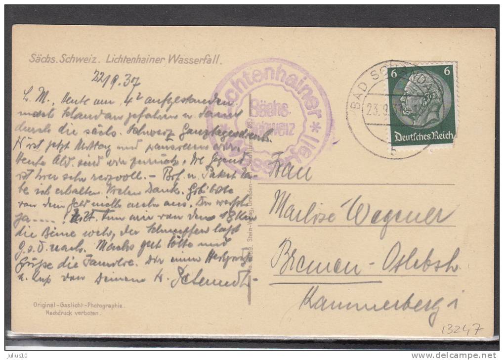 GERMANY 1937 Sachs Schweiz Lichtenhainer Wasserfall Used #13247 - Kirnitzschtal