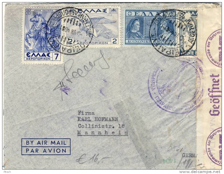 Griechenland - Flugpost 1940 Doppelzensur Nach Deutschland - Cartas & Documentos
