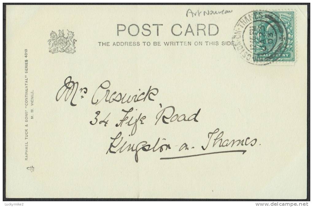 A 'Roman' Lady,   Tuck's  Postcard  (number 4018),  Posted 1903  ("KINGSTON-ON-THAMES" Cds) - 1900-1949