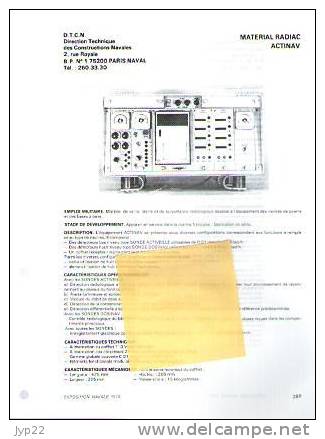 Fiche Marine Nationale Matériel Radiac Actinav - Veille , Alerte & Surveill. Radiologique Pour Bateau - DTCN Paris Naval - Equipment