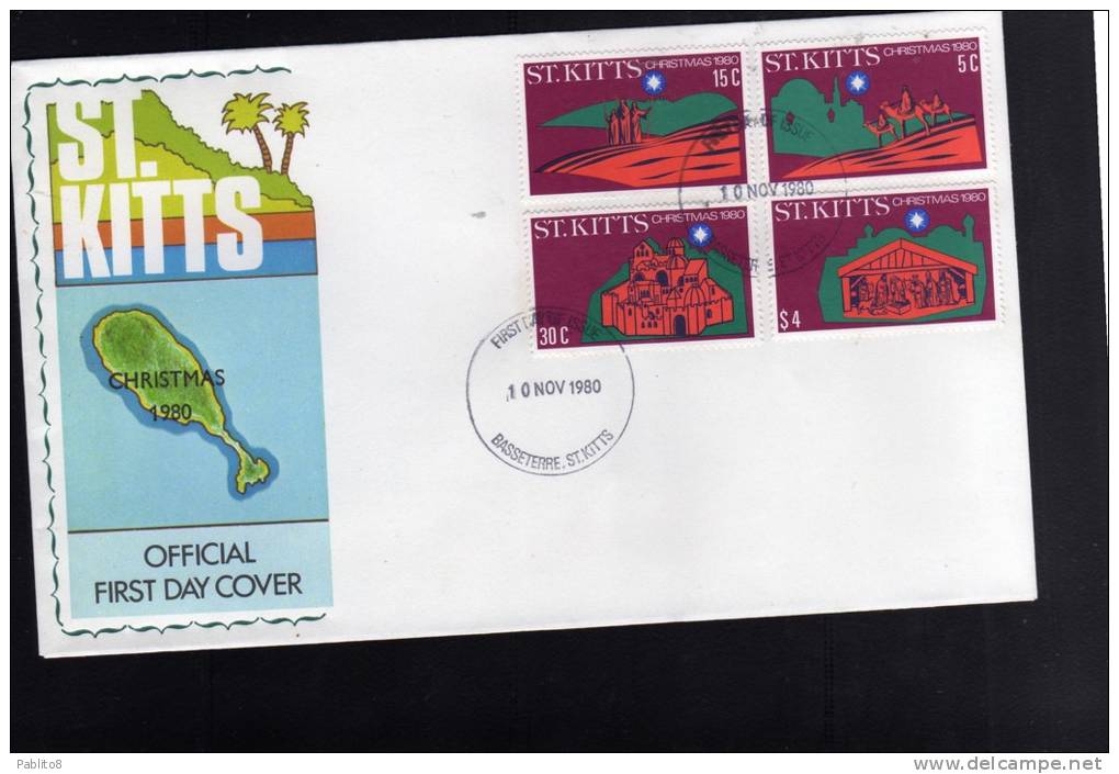 ST. KITTS 1980 CHRISTMAS - NATALE - NOEL - WEIHNACHTEN - NATIVIDAD - NATAL FDC - St.Kitts-et-Nevis ( 1983-...)