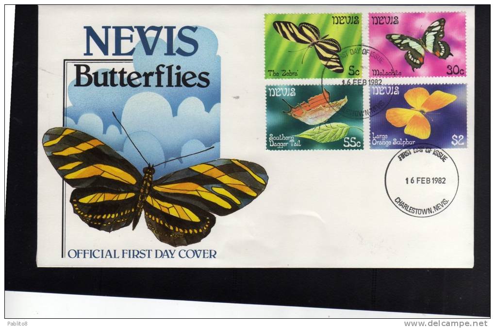 NEVIS 1982 BUTTERFLIES - FARFALLE FDC - St.Kitts-et-Nevis ( 1983-...)