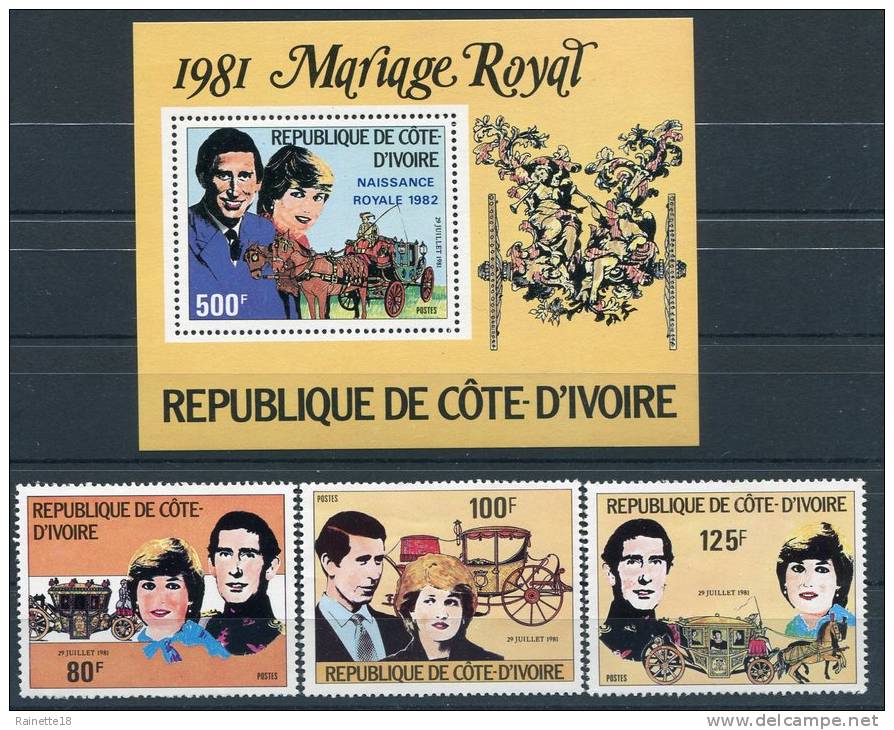 Cote D'Ivoire (république )              Bloc 18 **  +  580/582**      Mariage Royal 1981    Angleterre - Côte D'Ivoire (1960-...)