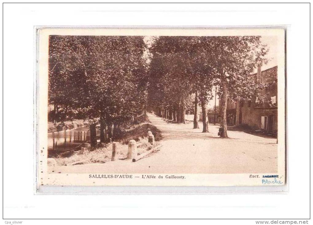 11 SALLELES AUDE Allée Du Gaillousty, Canal Du Midi, Ed Blaché, 193? - Salleles D'Aude