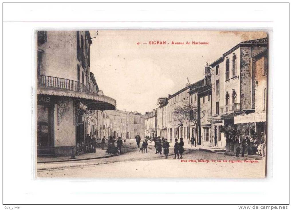 11 SIGEAN Avenue De Narbonne, Animée, Ed Brun 41, 191? - Sigean